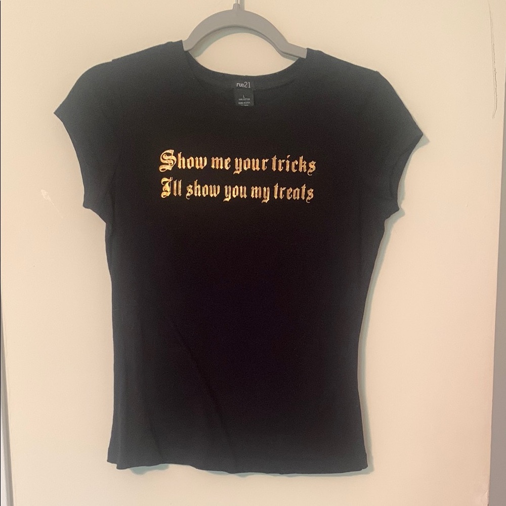 Rue21 Black Graphic Text Halloween T-Shirt